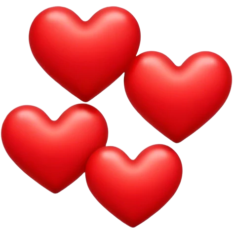 Three floating hearts emoji