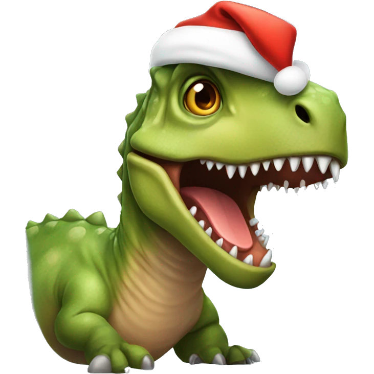 Dinosaur with Christmas hat emoji