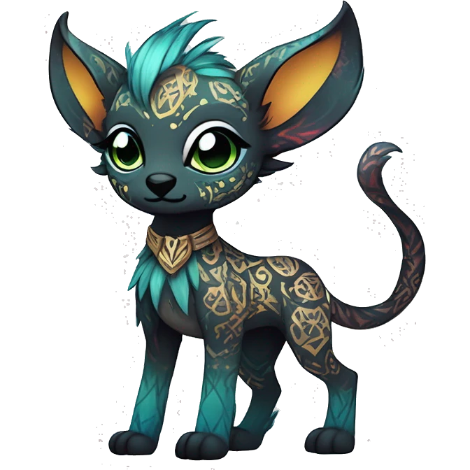 cute Kawaii edgy ethereal shy epic fantasy animal fursona Fionbri creature by griffsnuff & LiLaiRa & Falvie with exotic colors with intricate patterns full body emoji