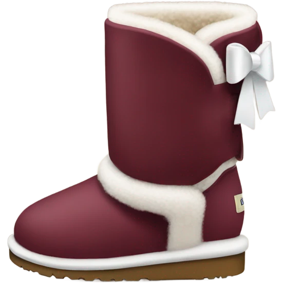 Burgundy Ugg boots with a white bow emoji