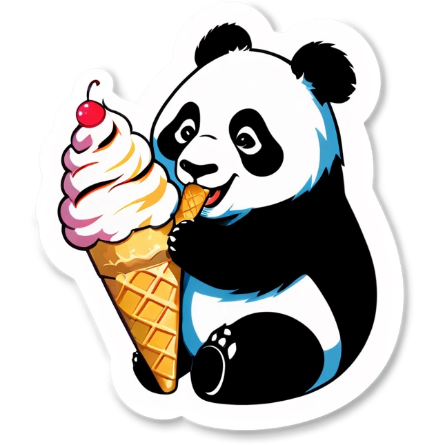 Panda eating ice cream emoji