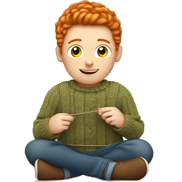ginger boy knitting a sweater emoji