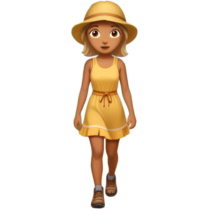 girl in a sundress hiking on a trail emoji