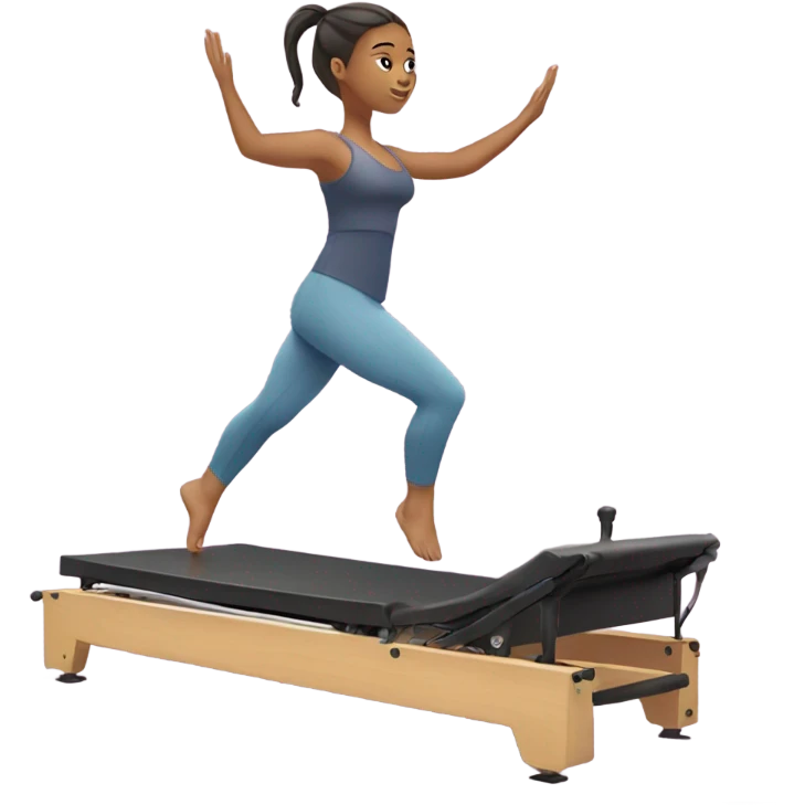 Girl on a Pilates reformer with feet in straps emoji