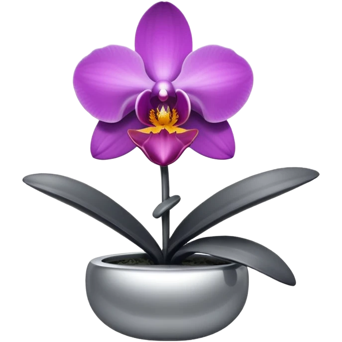 metallic gray chrome minimalistic orchid emoji