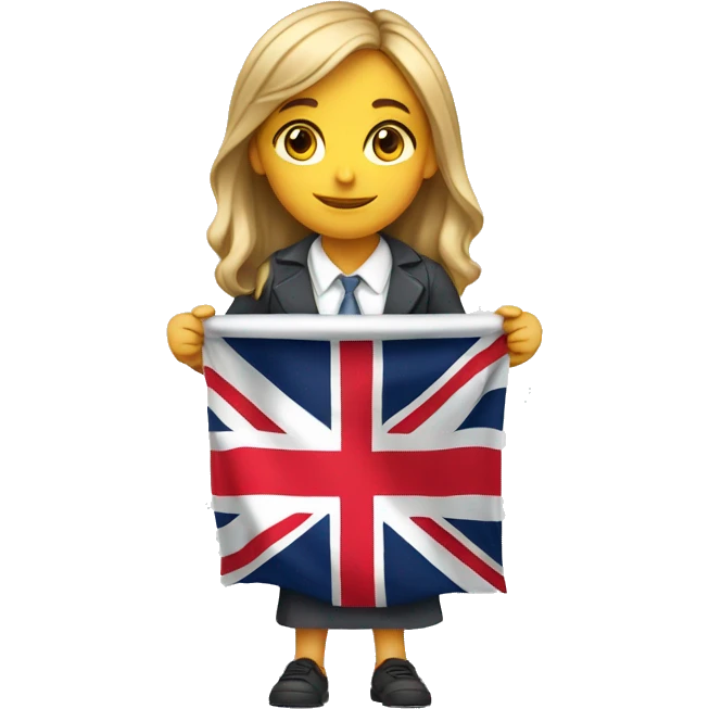 A girl teacher with a flag of England  emoji