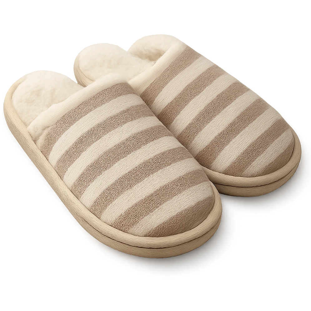 cozy slippers, striped pattern emoji