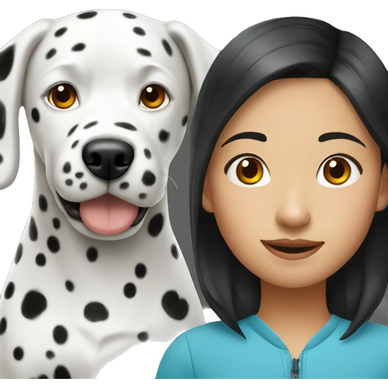 Asian girl with dalmatian dog emoji
