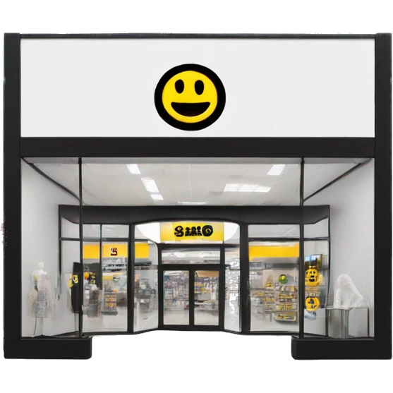 “Exterior of a Winners store with a sleek, modern facade, bold black and white ‘Winners’ sign above the entrance, large glass windows displaying stylish merchandise, and clean sliding glass doors, capturing the look of an upscale discount retail store.” emoji