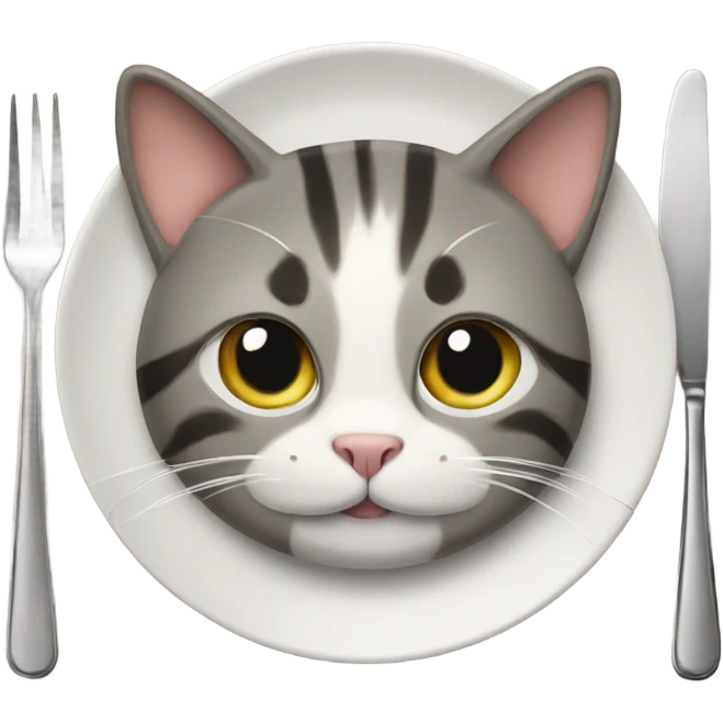 Cat on a dinner plate  emoji