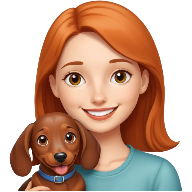 Girl with dauchand dog emoji