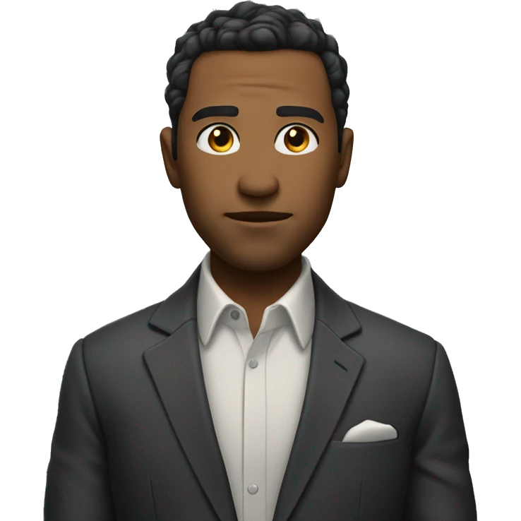 

Man in suit jacket 🧑‍💼 
Serious expression 😐
Looking to side 👀 emoji