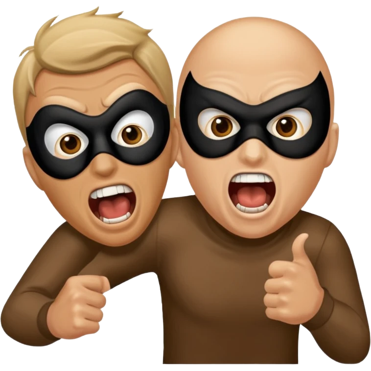 A man getting chased by a robber, screaming emoji