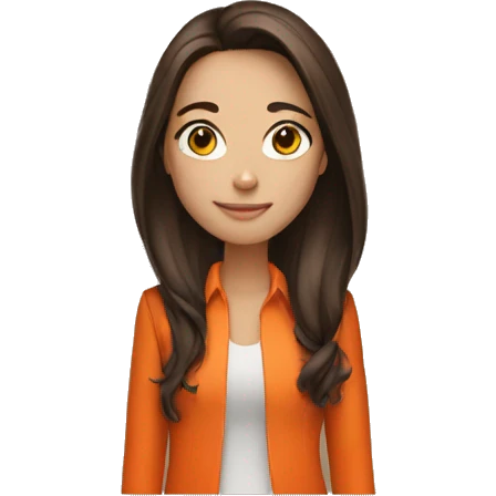 girl brunette in orange suit emoji
