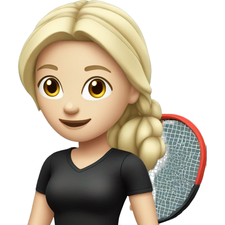 blonde girl playing tennis in black top and black leggings emoji