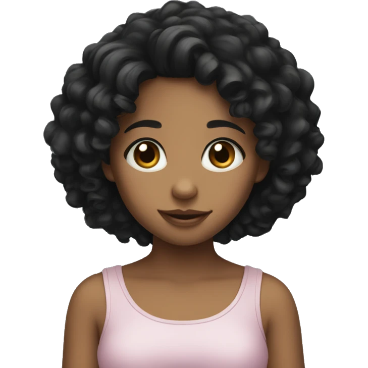 Cute girl with black curly hair emoji