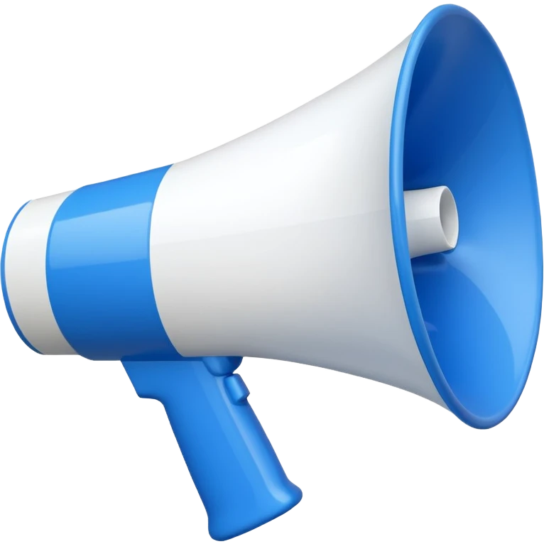 3d cartoonish blue and white megaphone  emoji