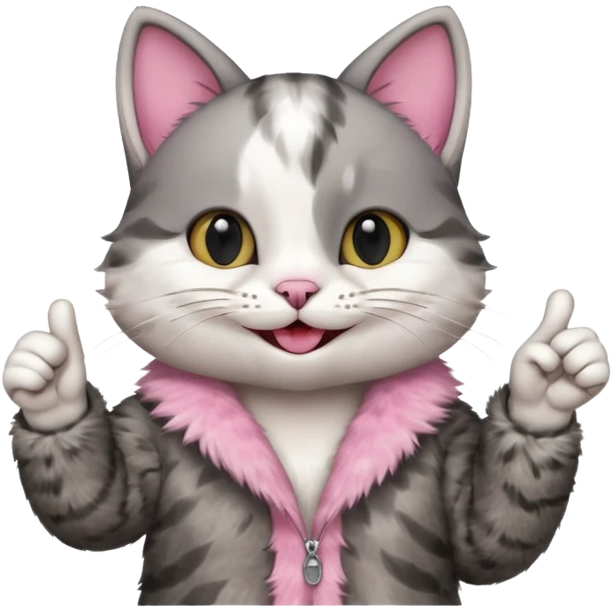 Cat smiling and giving thumbs up emoji