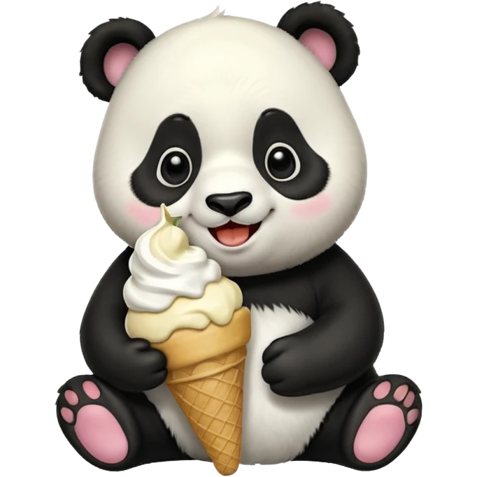 Panda eating ice cream emoji