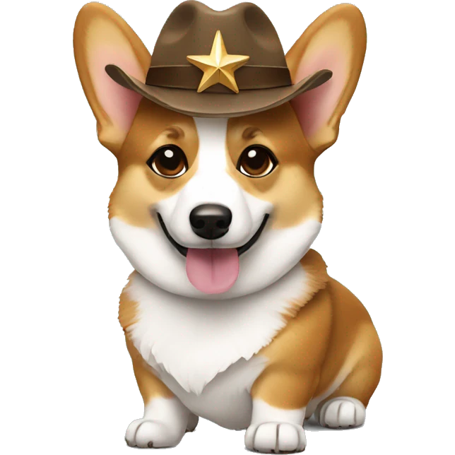 Corgi wearing shades and a brown fitted hat with a star on it emoji