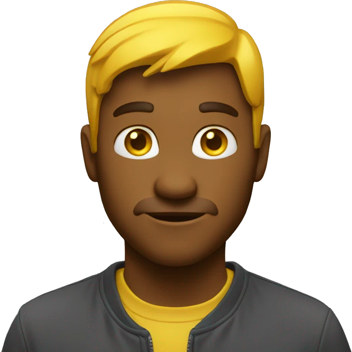 a basic yellow emoji pointing behind him while looking at camera emoji