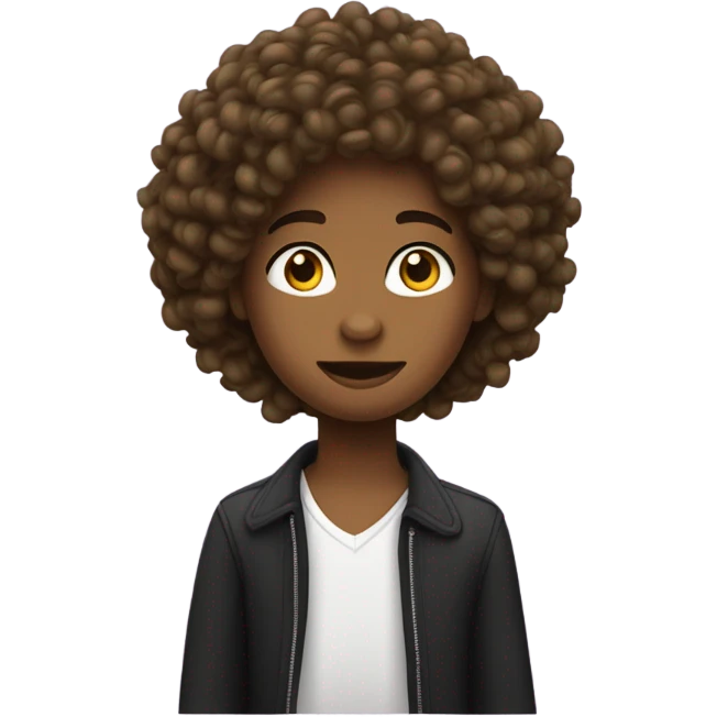 Une adolescente au long cheveux bouclés noirs  emoji