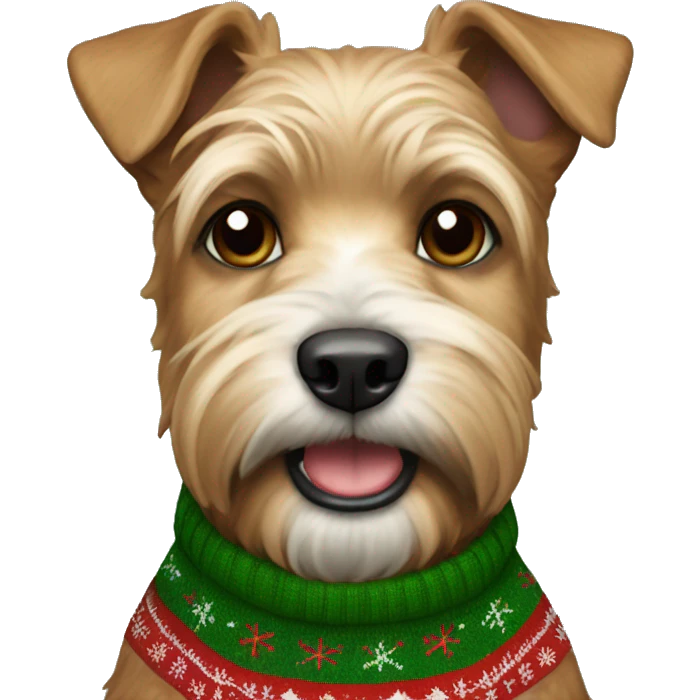 Airdale Terrier in christmas Sweater  emoji