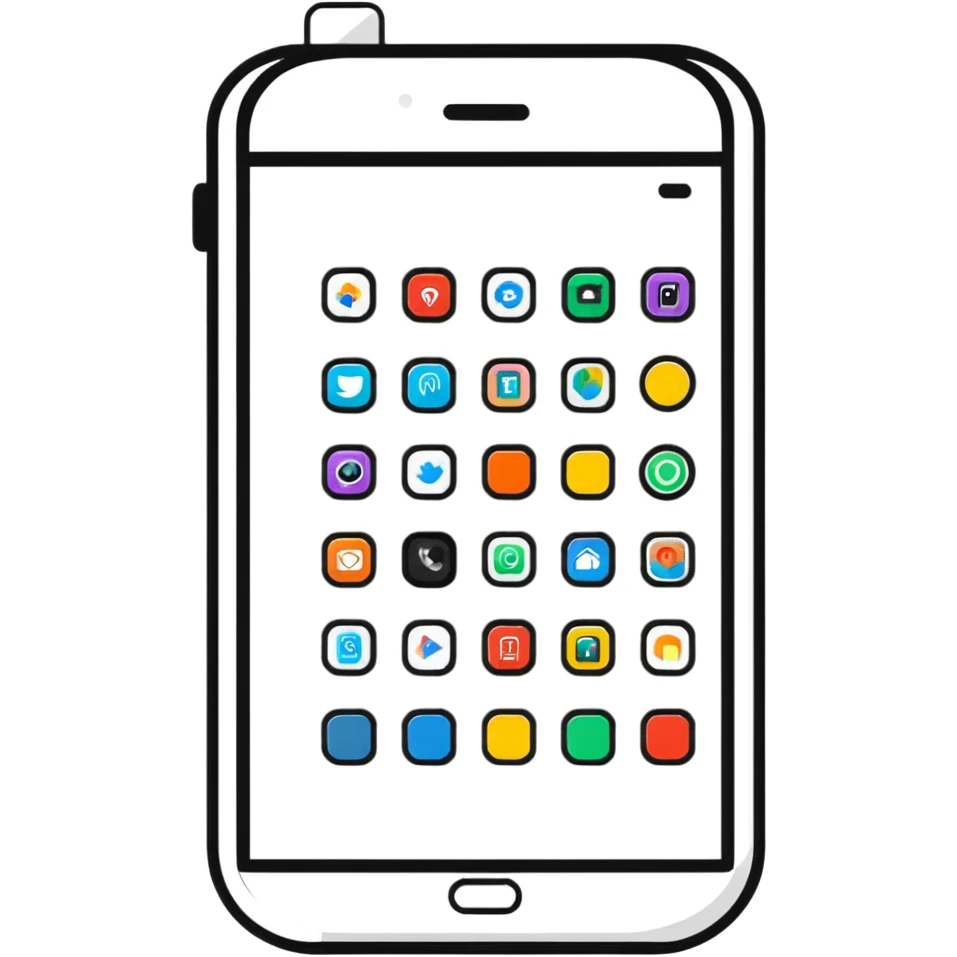 Smartphone with app store and colorful app icons emoji
