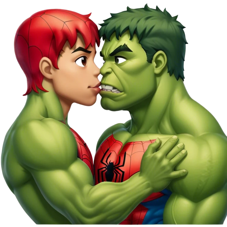 Spiderman kiss hulk emoji