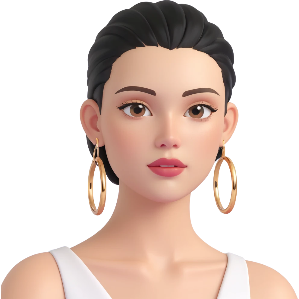 clean girl emoji inspired by clean girl aesthetic, fresh face, slicked-back hair, gold hoop earrings, dewy skin, minimalist look emoji
