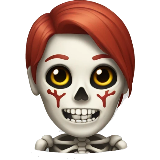 skeleton with red shor hair, female emoji