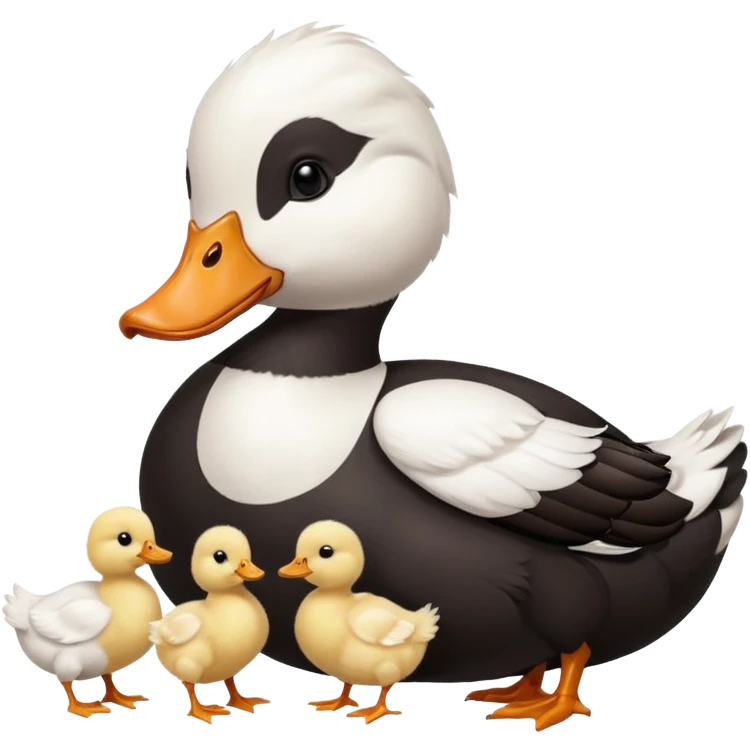 19 white pekin ducks and 1 black pekin duck with 14 small baby chickens emoji