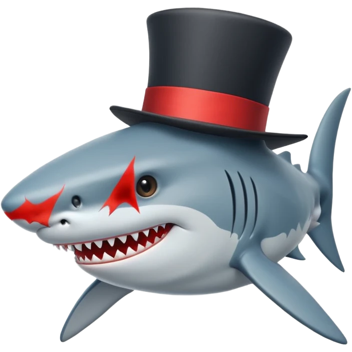 Shark with a top hat emoji