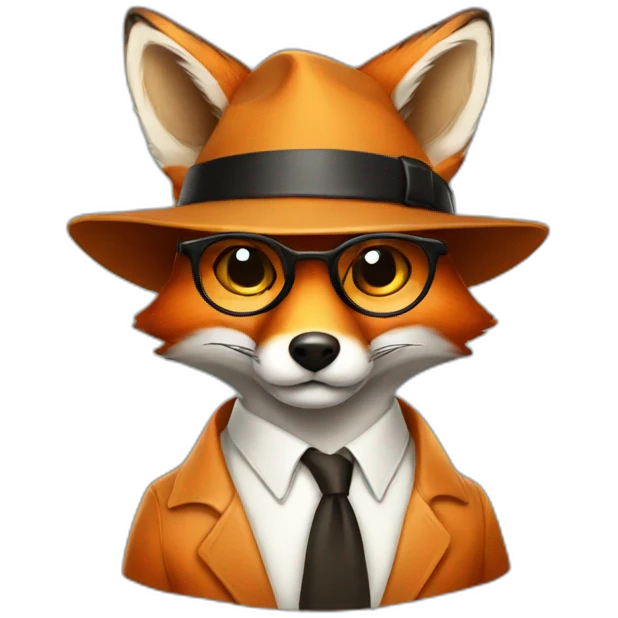 fox wearing a detective hat and glasses emoji