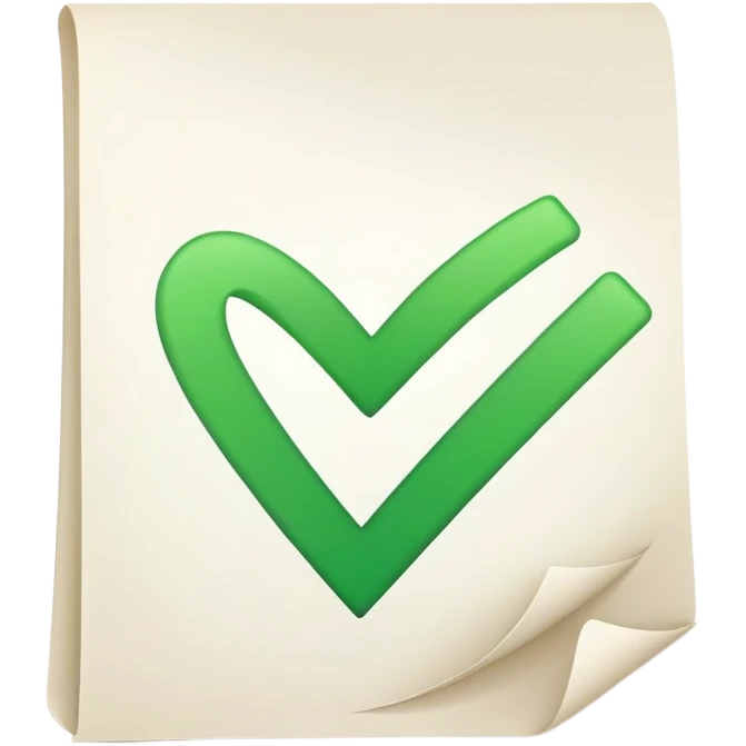checkmark on completed document, job finished emoji