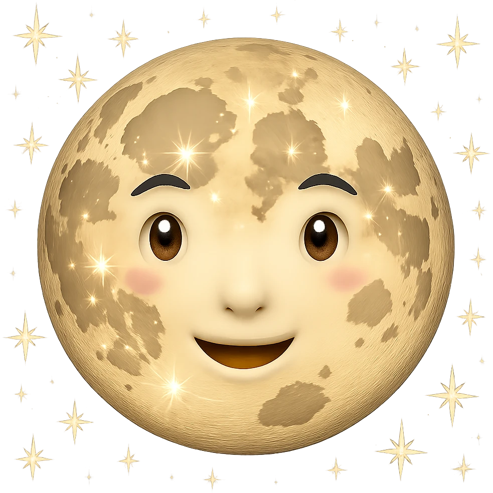 Add small stars around the full moon. Keep the background transparent. Maintain the original style and look of the full moon. emoji