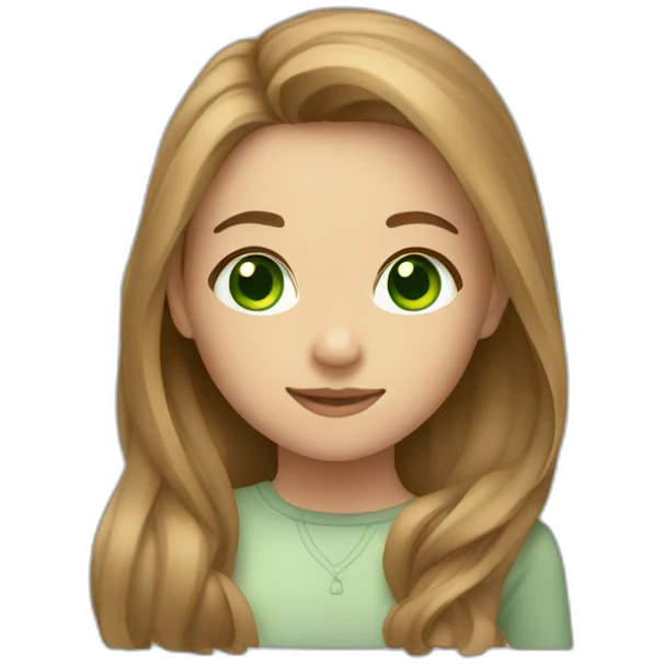 girl with long light brown hair and, green eyes  emoji