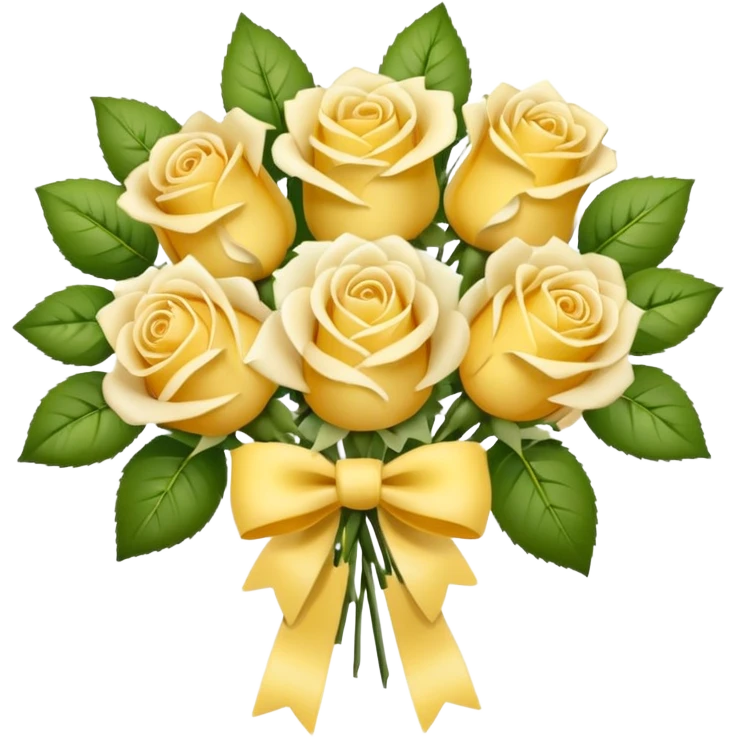 Light Bouquet With Yellow Roses And White Bow emoji