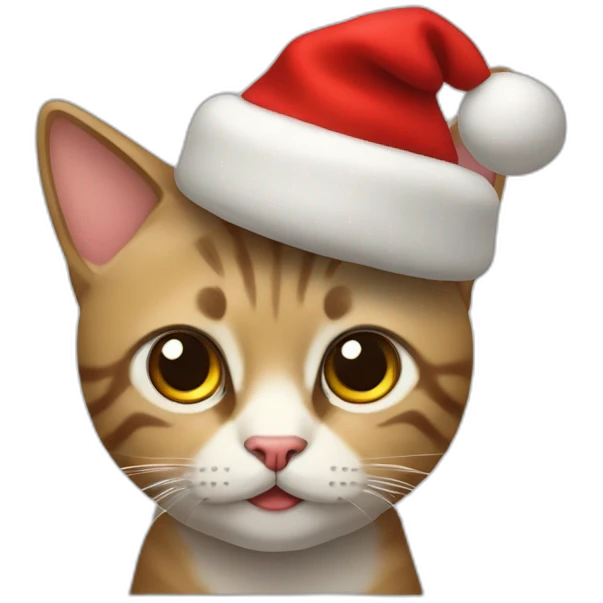 Gato con gorro navideño y paneton emoji