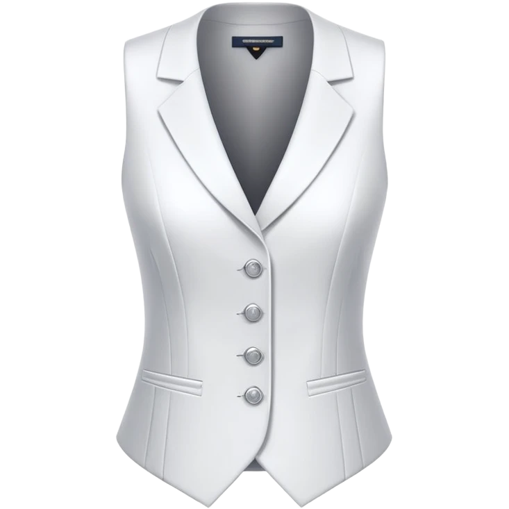white formal vest for women with 3 white buttons and 2 front pockets emoji