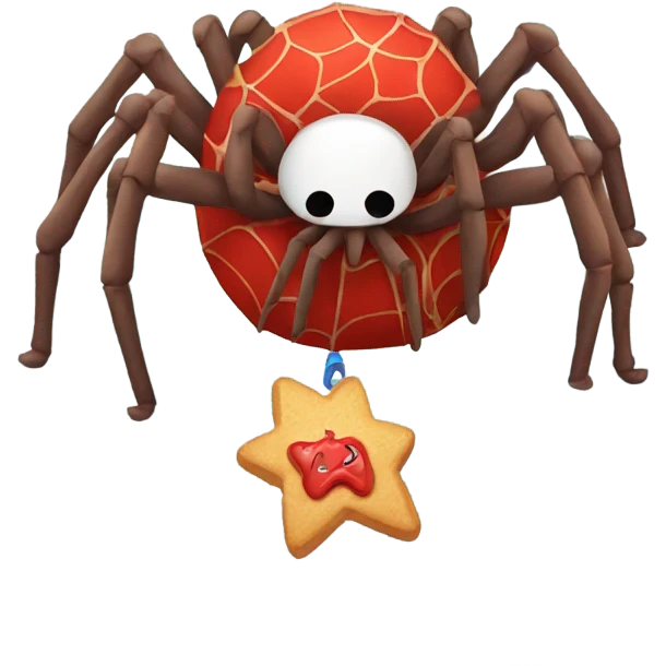Spider eating a toy emoji
