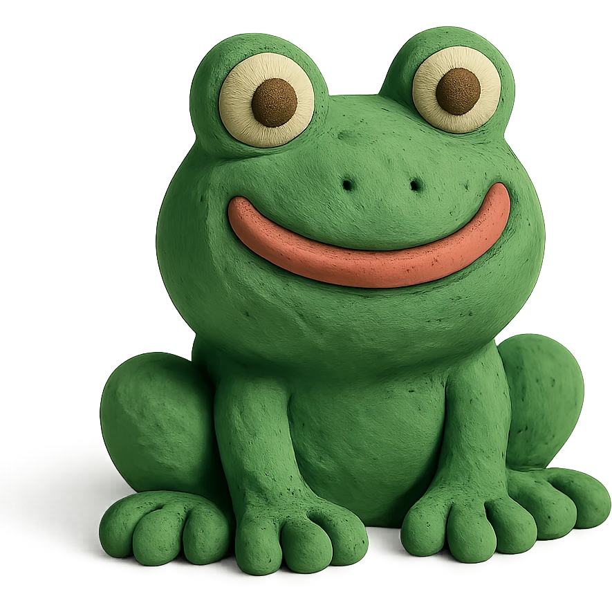 happy frog in claymation style emoji
