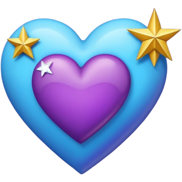 Créame un corazón con color azul y morado y dentro una estrella y una luna emoji