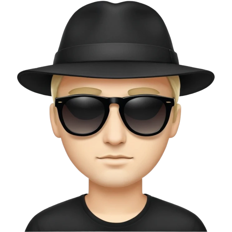 Kepala laki-laki, menggunakan topi hitam dan kaca mata hitam emoji