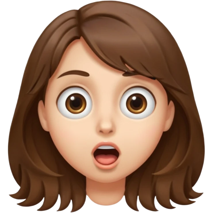surprised face expression, large round eyes, open mouth, medium-length tousled brown hair emoji