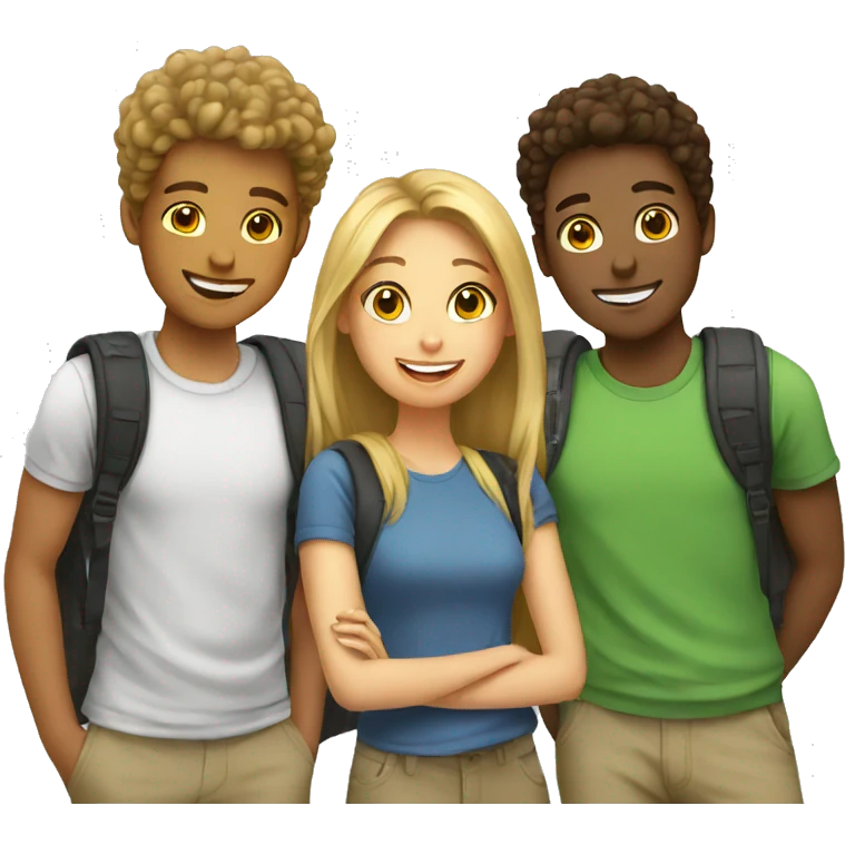 three student friends emoji