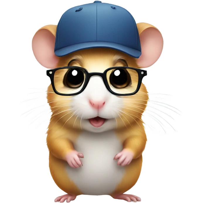 hamster wearing glasses and a cap emoji