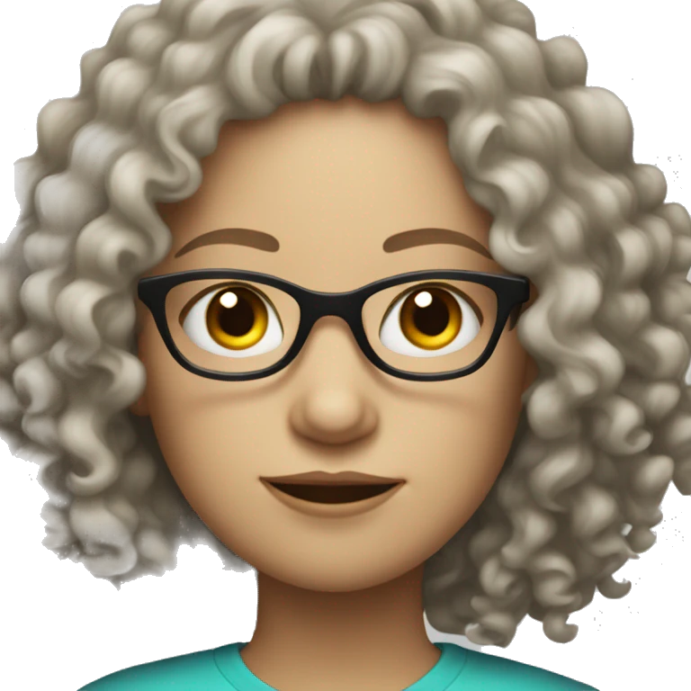 white skinned curly hair female with glasses  emoji
