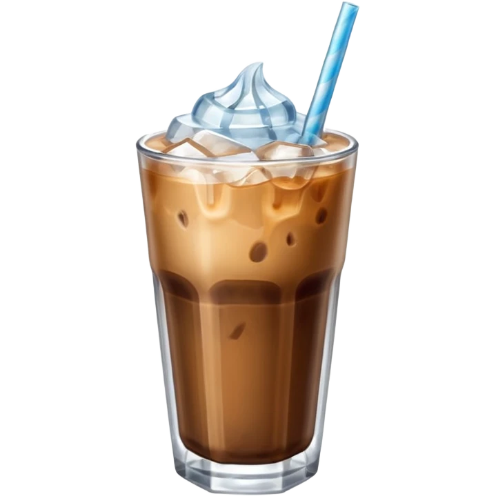 cold coffee light brown color with straw and ice  emoji