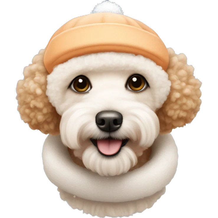 Small cute apricot Poodle with snow hat  emoji